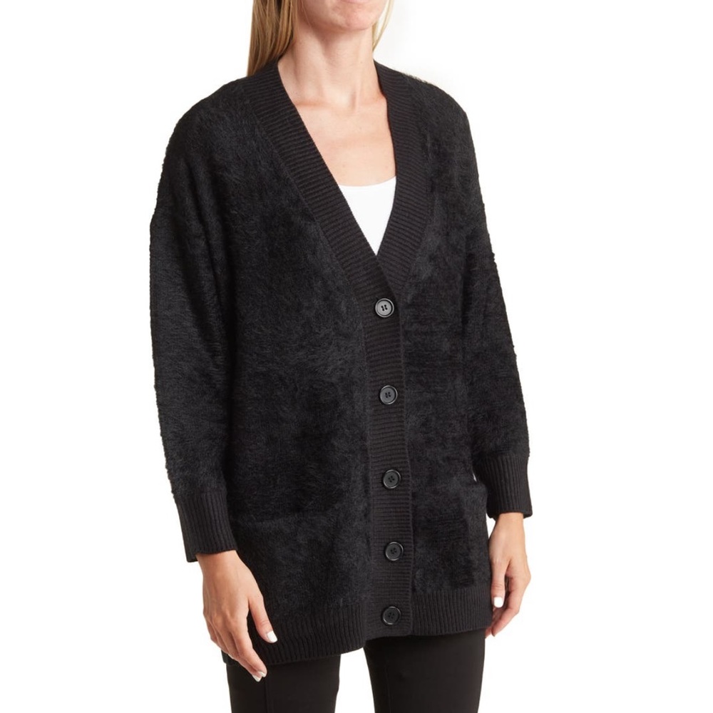 T Tahari Eyelash Cardigan In Black Color - Size Small- Oversized - New With Tag
